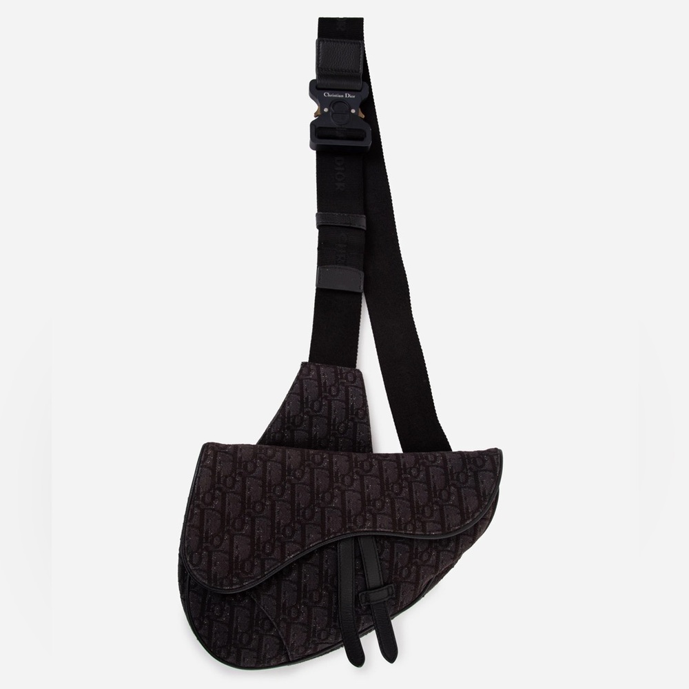 Christian Dior 2019 Black Oblique Mens Saddle Bag